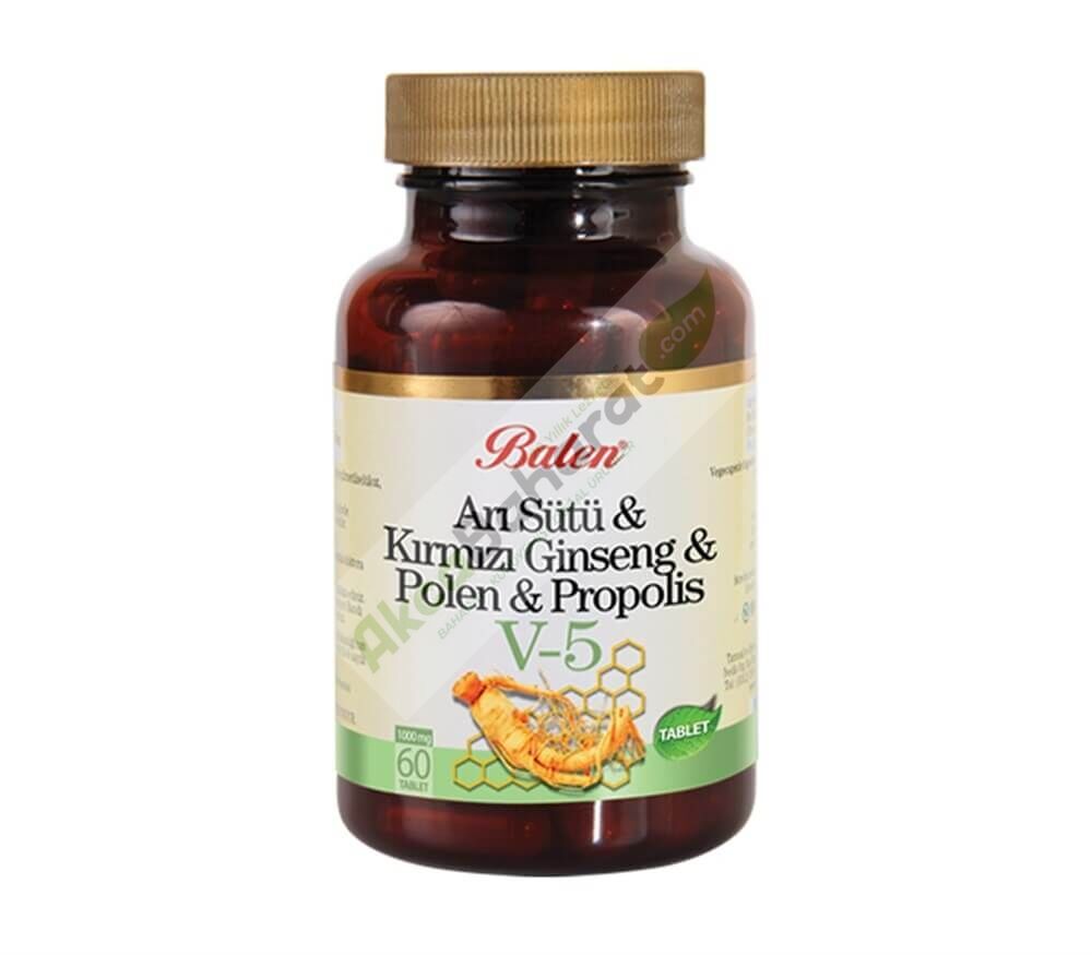 Balen (V5) Arı Sütü& Ginseng& Polen& Propolis Tablet 1015 Mg* 60