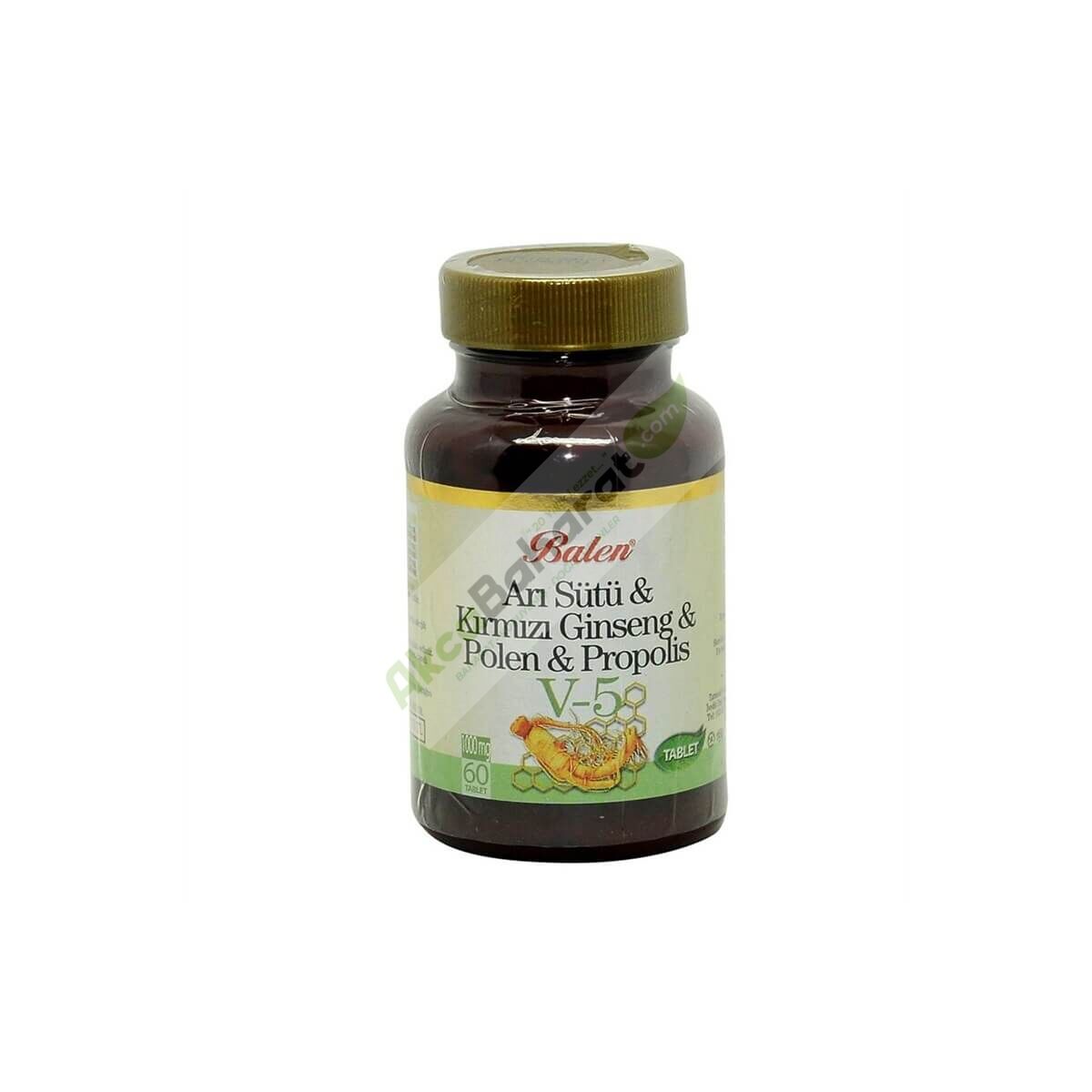 Balen (V5) Arı Sütü& Ginseng& Polen& Propolis Tablet 1015 Mg* 60